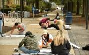 Many student organizations painted crowns around Kaufman Mall. Photo Chuck Thomas/ODU